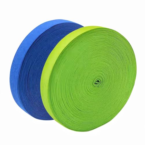 Magnoloran Elastic Band for Sewing, 3/4 Inch Elastic for Sewing Elastic Straps Wig Band Edge Band Knit Spool Sewing Band for Waistbands Pants Clothes & Lace Front Wigs((20 Yard Blue, 20 Yard Green)