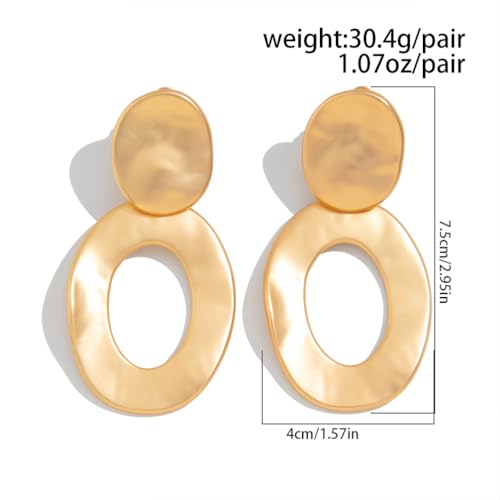 Chunky Gold Bold Hollow Oval Dangly Drop Earrings for Women, (Gold) by Lcineic - Used condition - Image 2