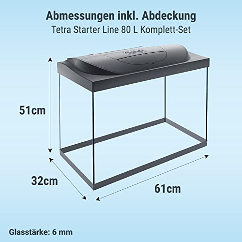 Tetra Starter Line 80 L Aquarium Komplett-Set - inkl. Tag- & Nachtlicht LED-Beleuchtung, Innenfilter, Heizer, Fischfutter und Wasseraufbereiter