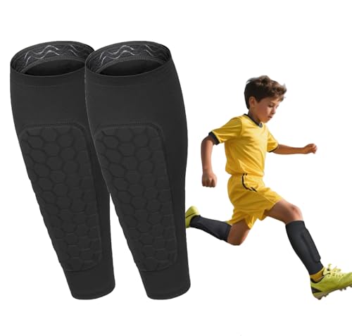 1 Par de Canilleras de Fútbol SUJAYU para Adolescentes y Niños, Protección Anti-Colisión con Almohadillas de Panal, Mangas para Defender las Canillas