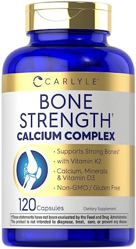 Carlyle Bone Strength Supplement | 120 Capsules | Calcium Complex Vitamin | Non-GMO & Gluten Free Formula