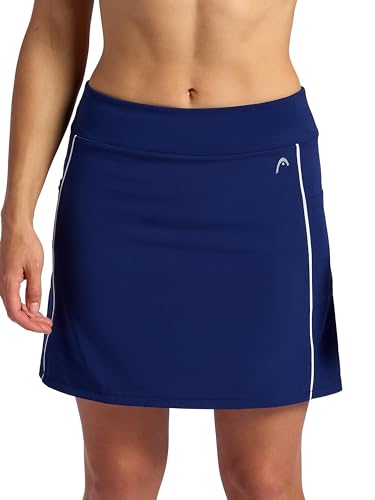 HEAD Women’s Golf Skort, Standard Fit, 17” Inseam, Mid-Rise, Stretch Lightweight Fabric, Moisture-Wicking, Built-in Compression Shorts with Pockets, Medieval Blue, Medium