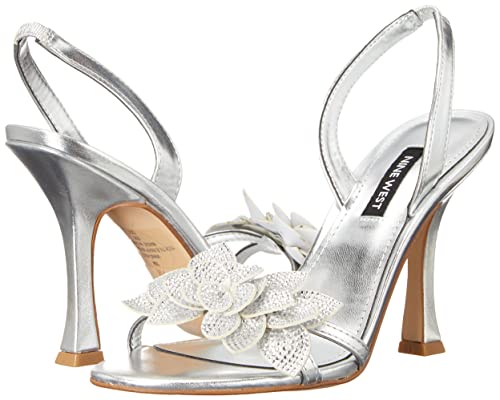 Nine West Women's Idriv2 Heeled Sandal, Silver, 11 #TOP6