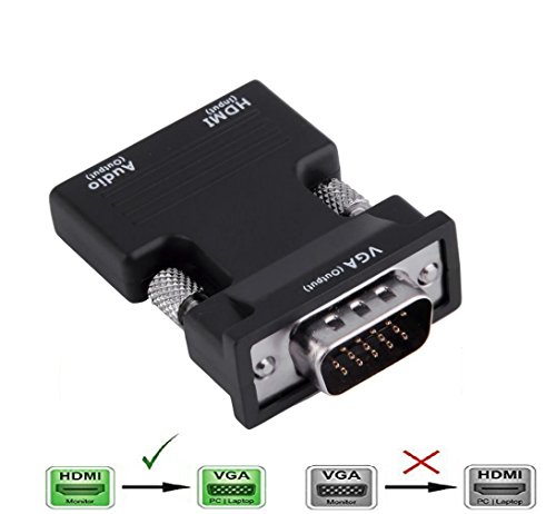 Adaptador convertidor 1080P HDMI hembra a VGA macho Dongle con 3,5 mm de audio estéreo, portable conector HDMI para portátil PC, PS3, Xbox, STB, Blu ray, DVD TV Box