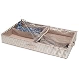mDesign Chevron Fabric Under Bed Boot Storage Organizer for Boots, Shoes - 4 Compartments - Taupe/Natural