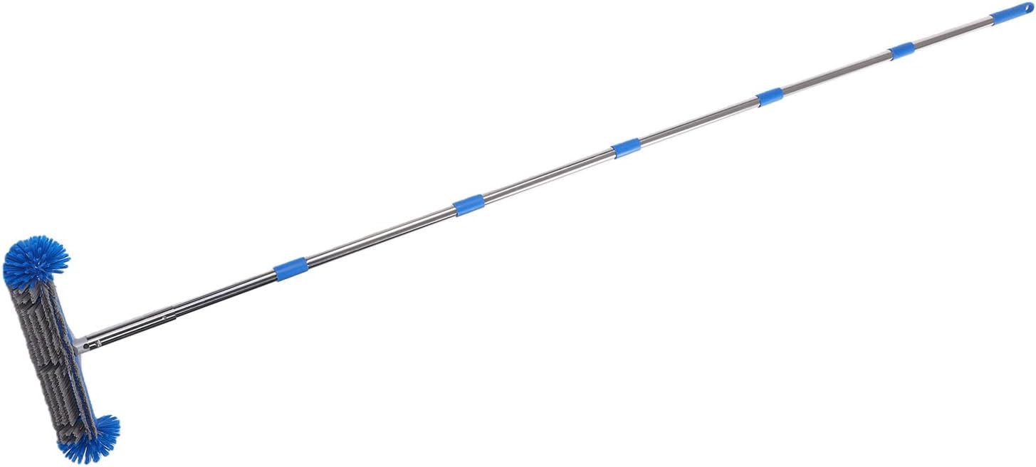 2 in 1 Pool Brush Set with Detachable Round Brushes & 225cm Aluminum Pole, 43cm Wide Brush Head for Efficient Pool