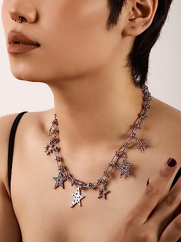 OJERRY Grunge Star Pendant Choker Stainless Steel Necklace Punk Y2K Aesthetic Jewelry for Girls Women4