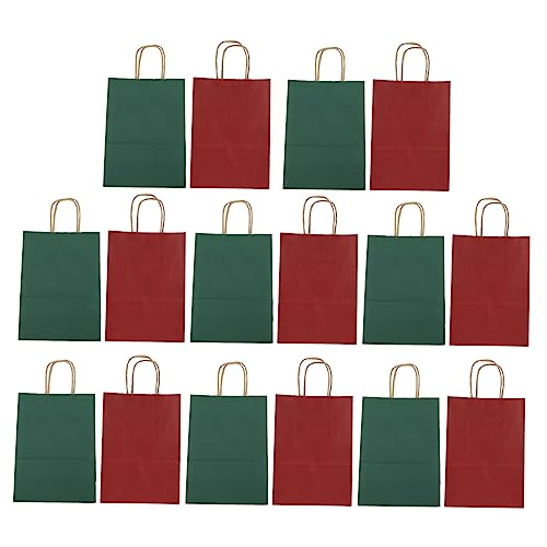 COLLBATH 16pcs Kraft Christmas Packing Bags Durable Xmas Storage Pouches for Giving Shopping Parties Design