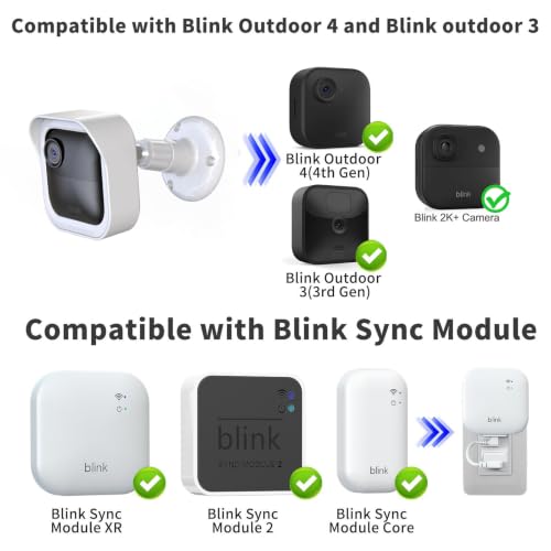 Image of All-New Blink Outdoor Camera Housing and Mounting Bracket for Outdoor 4 /2K+, 3 Pack Protective Cover and 360 Degrees Adjustable Mount, Sync Module Outlet Mount (White)