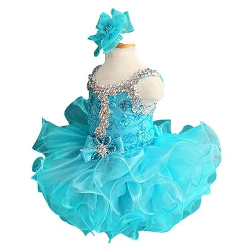 Jenniferwu G037B Infant Toddler Baby Newborn Little Girl's Pageant Party Birthday Dress Blue Size 9-12M