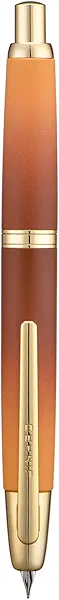 Jinhao 10 Press Fountain Pen with Box, Caramel Orange Gradient Retractable Medium Nib with Ink Converter Set (Golden Clip)