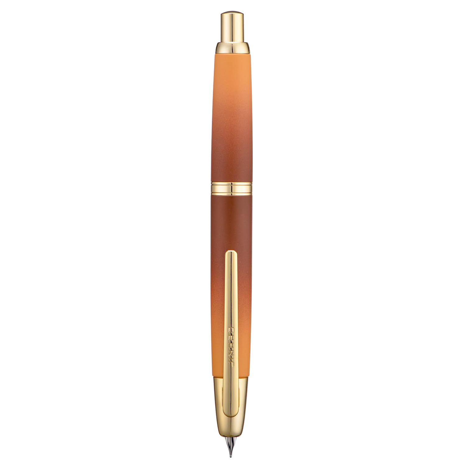 Jinhao 10 Press Fountain Pen with Box, Caramel Orange Gradient Retractable Extra Fine Nib with Ink Converter Set (Golden Clip)