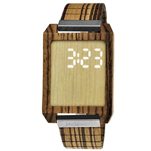 Handmade Holzwerk Germany Designer Matrix Men's Watch Eco Natural Wood Watch Bracelet Watch Touch Digital LED Brown