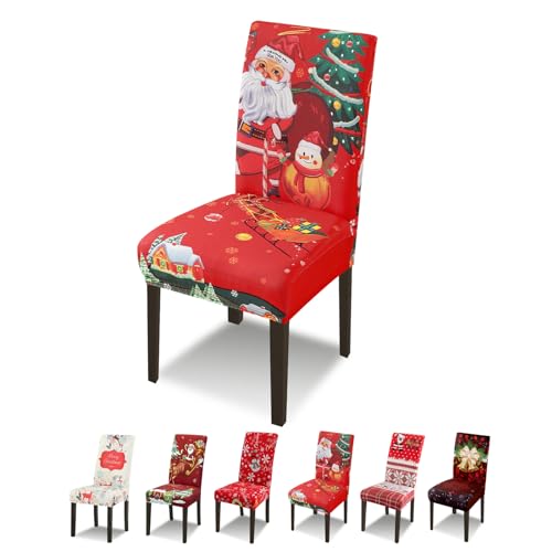 Lydevo Xmas Weihnachtlich Stuhlhussen 6er Set Stretch Stuhlhussen für...