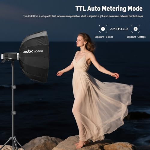 Image of Godox AD400PRO Profession Studio Flash Light with Godox&Bowens Mount GN72 400Ws 2.4G TTL HHS 1 /8000S 5600K±200K 21.6V /2600mAh 0.01-1s Recycle Time 30W Modeling lamp for Portrait /Product Photography