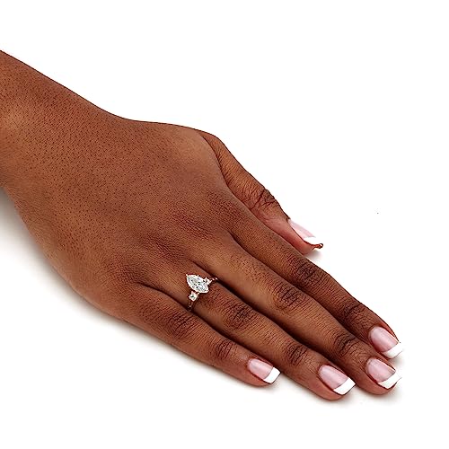 Palmbeach Jewelry 10K Yellow Or White Gold Marquise Cut And Baguette Cubic Zirconia Engagement Ring Size 7 #TOP3