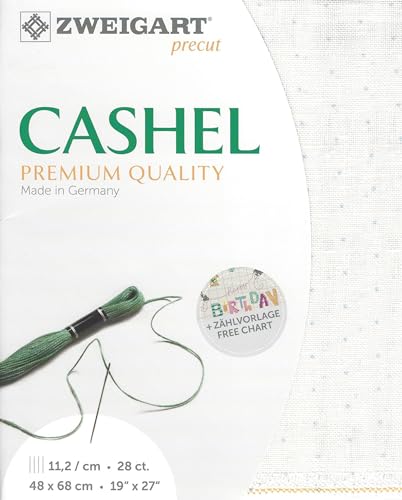 Image of Wizardi Cashel Mini Dots 28 Count White with Gray Mini Dots 3281 /1129. Needlework Canvas, Cross-Stitch Fabric, Embroidery Cloth, Needlepoint Canvas. 100% Linen. Precut Zweigart