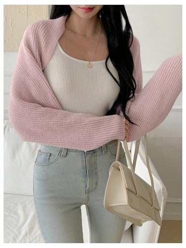 Image of SweatyRocks Women's Open Front Cropped Cardigan Long Sleeve Bolero Shrug Sweater