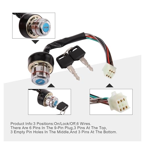 Interruptor de llave de encendido de 6 cables para repuesto de buggy y quad de 110cc 3