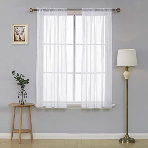 Deconovo White Sheer Curtains 63 Inch Length 2 Panels, Rod Pocket Sheer Curtains For Living Room (38X63 Inch, White, 2 Panels) #TOP7