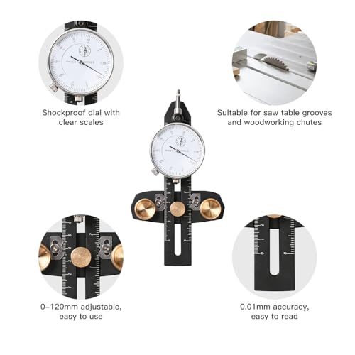 Pumwoy Tischkreissägen-Messuhr, Tischkreissägen-Messgerät für Tischkreissägeblatt-Parallelitätskorrektur und Schnitthilfe