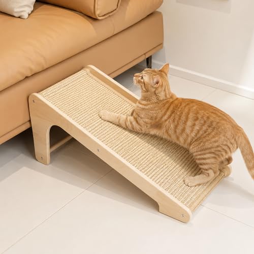 PETKARAY Sisal Cat Scratcher Ramp L Shaped Scratching Post and Scratch Pad for Indoor Cats Couch Furniture Protector