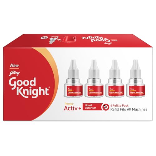 Good Knight Power Activ+ Liquid Vaporiser Pack Of 4 (45ml Each) | 2x Faster Than Before | Mosquito Repellent Refill | India s Most Powerful Liquid Vaporizer