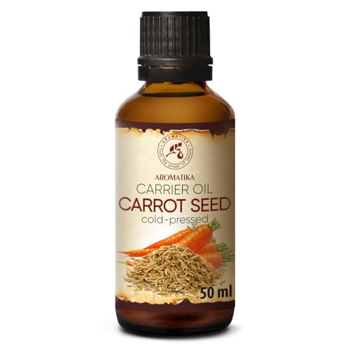 Aceite Portador de Semillas de Zanahoria 50ml - Daucus Carota - Aceites de Semillas de Zanahoria prensados en frío para - Cuidado de la Piel y el Cuerpo - Cuidado del Cabello - Cuidado de Las Uñas