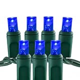 Pro Christmas Wide Angle LED Lights, Blue, Green Wire, 100 Count