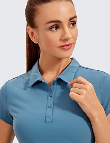 Crz Yoga Workout Short Sleeve Shirts For Women Golf Polo Shirt Crop Tops Tennis Athletic Sports T-Shirts Slate Blue Xx-Small #TOP4