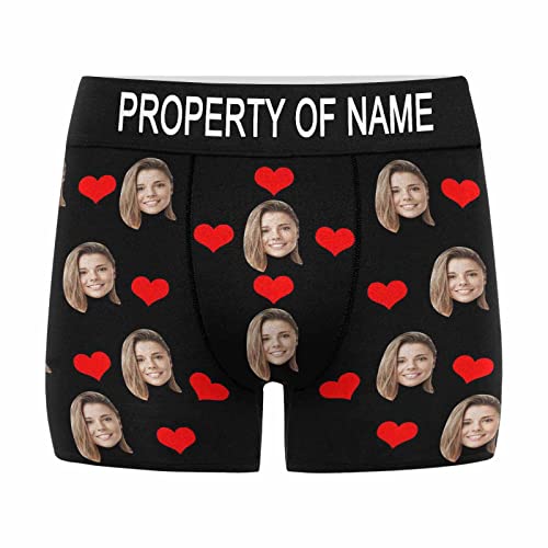 Custom Girlfriend Face Boxer Briefs Property Of Name Personalized Face Boxer Briefs for Men for Valentines Day