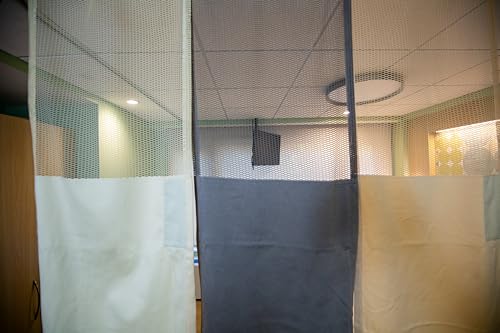 Custom Made Flame-Resistant Room Divider Curtain with mesh & Grommets,