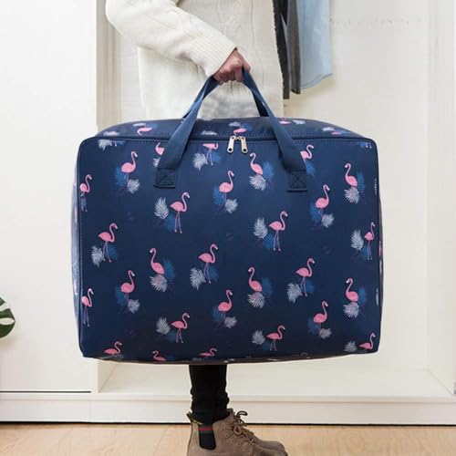 Image of Zollyss Foldable Storage Bag for Clothes & Blankets, 70 x 49 x 29 cm | Large Capacity Oxford Fabric Organizer with Handles & Zipper