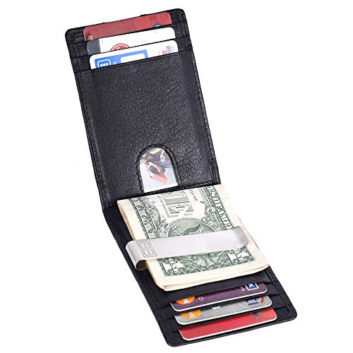 Image of Brooklyn Bridge Genuine Leather Money Clip Wallet for Men Nappa Black - Premium Slim RFID Protected Wallet with Cash Clip, Multiple Card Slots, Stylish Front Pocket Design, Ideal Gift for Men