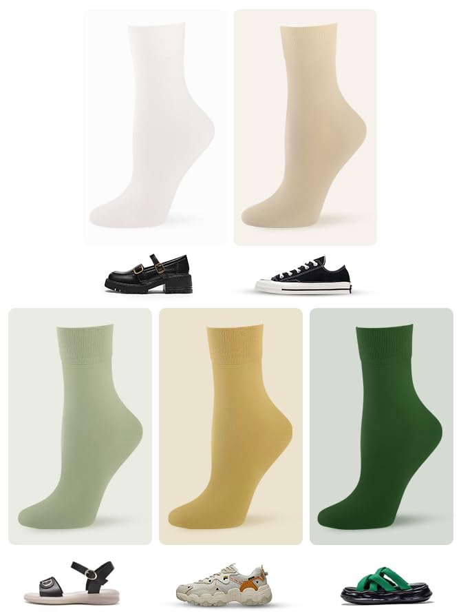 Image of FGZ Women's Crew Socks 5 Pairs Soft Combed Cotton,Breathable Everyday Casual Socks for Women