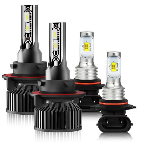 TSIANHUZY Fit for Ford F150, 2004 2005 2006 2007 2008 2009 2010 2011 2012 2013 2014,High Low Beam with Fog light bulbs,6000k White with Built-in Turbo Fan,Plug and play,Pack of 4 by TSIANHUZY - Used condition - CA$30.33