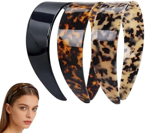 GOAMHOU Tortoise Shell Headbands for Women, Non-Slip Acetate Wide Headbands with Teeth, Comfortable Fashion Hair Bands Hair Accessories (3 Mix)