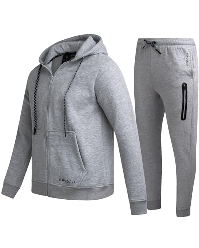 Spyder Mens Tracksuit - 2 Piece Sweatsuit for Men with Zip Up Hoodie & Jogger Sweatpants, Track Suit for Jogging or Warm Up