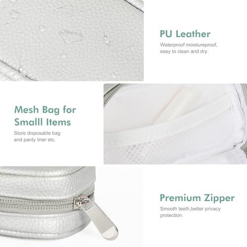 Image of Tampon Holder for Purse - Portable Tampon Storage Bag with Zipper - Period Bags for Women (Silver)