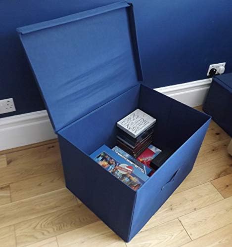 Neusu Jumbo Foldable Storage Box Heavy Duty 60cmx 45cmx40cm - Cupboard, Closet, Wardrobe Storage Boxes - 100L Stackable Large Cube Storage Box With Lid For Clothes, Toys, Office Supplies - Blue