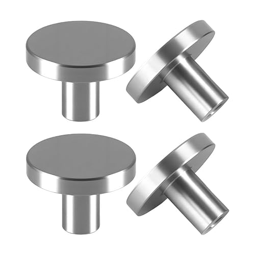 4pcs Door Handle Brass Round Cabinet Knob with Single Hole Cabinet Sliding Door Handle for Drawer, Wardrobe, Cabinet, Door, Decoration (Silver, 20 * 25mm)