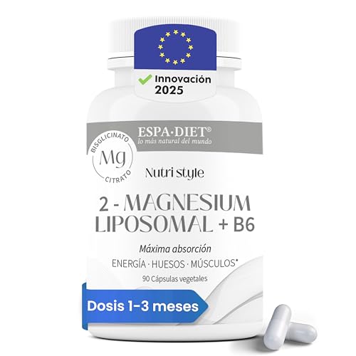 Citrato de Magnesio Liposomal con Vitamina B6: Alta Absorción para el bienestar articular, salud ósea y muscular. Favorece la función del cartílago y producción de colágeno, 90 cápsulas.