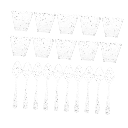 FOMIYES 20 Sets Glitter Dessert Cups Party Supply Party Cake Storage Cups Bakery Accessory Plastic Ice Cream Cups Plastic Dessert Cups Pudding Storage Cup Dessert Shop Supply Cake Holders