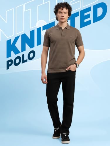 Image of Lux Nitro Men's Self Knitted Premium Cotton Blend Solid Polo T-Shirt | Soft Texture | Classic Collar | Short Sleeve Casual Wear