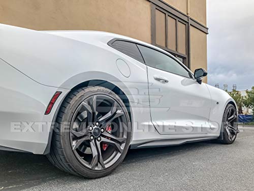 Replacement for 2016-Present Chevrolet Camaro All Models | GM Factory Extended Style ABS Plastic Texture Black Front Mud Flaps Splash Guard Pair