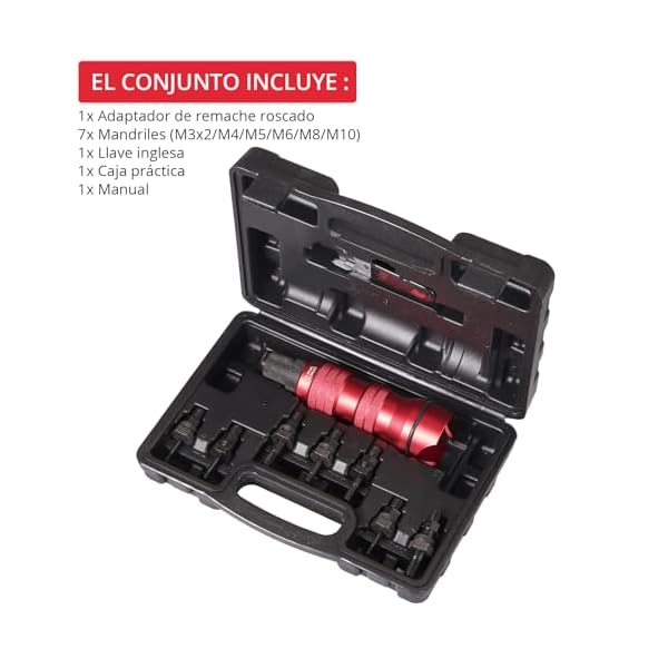 JUSTOOL Nietmuttern Adapter Kit Gewinde Nietmutter Pistolen Werkzeugsatz Bohrer Nietmutternaufsatz Profi Nietaufsatz für Nietgerät Profi Nietmutternaufsatz Bohrmaschine für Nietmuttern M3-M10 – Bild 8