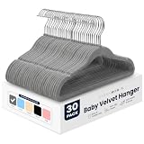 Sasha Morel Baby Velvet Hangers for Clothes 30 Pack - Non-Slip, Grey