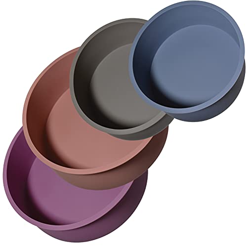 Round Silicone Cake Pans, Set of 4, Non-Stick Mold for Baking (6″x2pcs, 8″x2pcs)