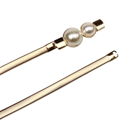 Women's Skinny Elastic Metal Belt Gold Waistband Stretch Waist Belts Thin Belt for Dress2