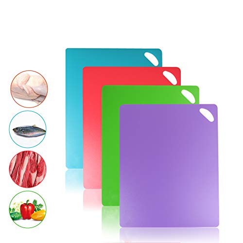 Flexible Cutting Board, Food Cutting Mat Color Coded with Hanging Hole Easy-Grip Handles